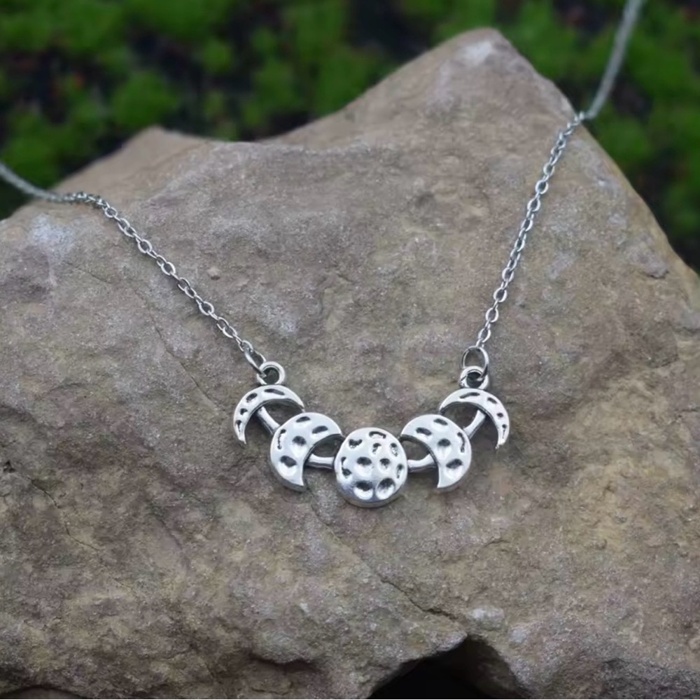 3 For $35 Bohemian Moon Phases Necklace Silver Tone Casual Hippie Witchy